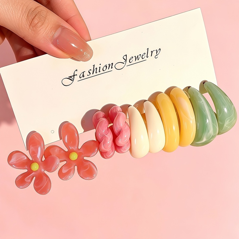 5-10 Pairs Fashionable Multi-Color Women's Earring Sets