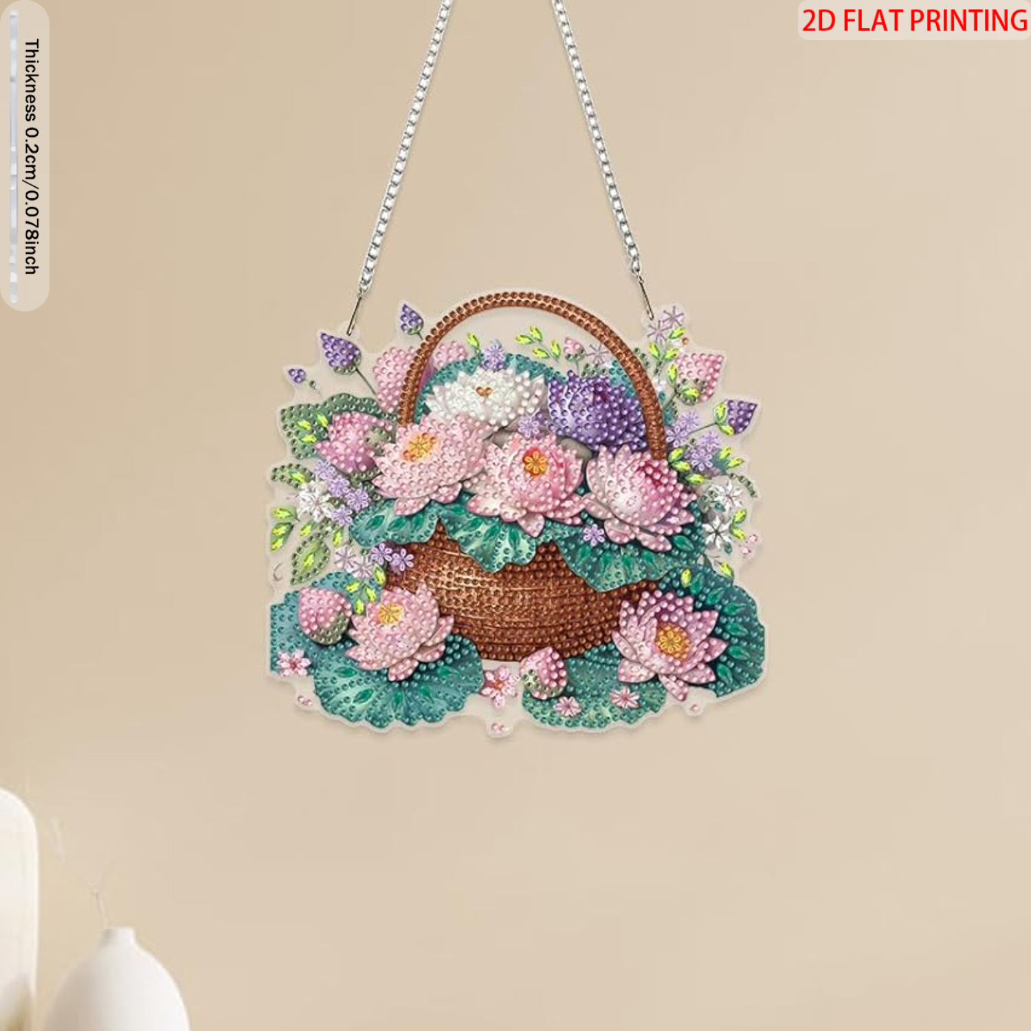 Flower Basket for Lotus Pattern Hanging Diamond Painting Kit
