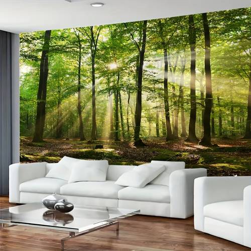 . großformatiges sonniges waldlandschaft wandteppich wandbild dekoration fotografie hintergrund decke vorhang zuhause schlafzimmer wohnzimmer dekoration mit kostenlosem installationspaket