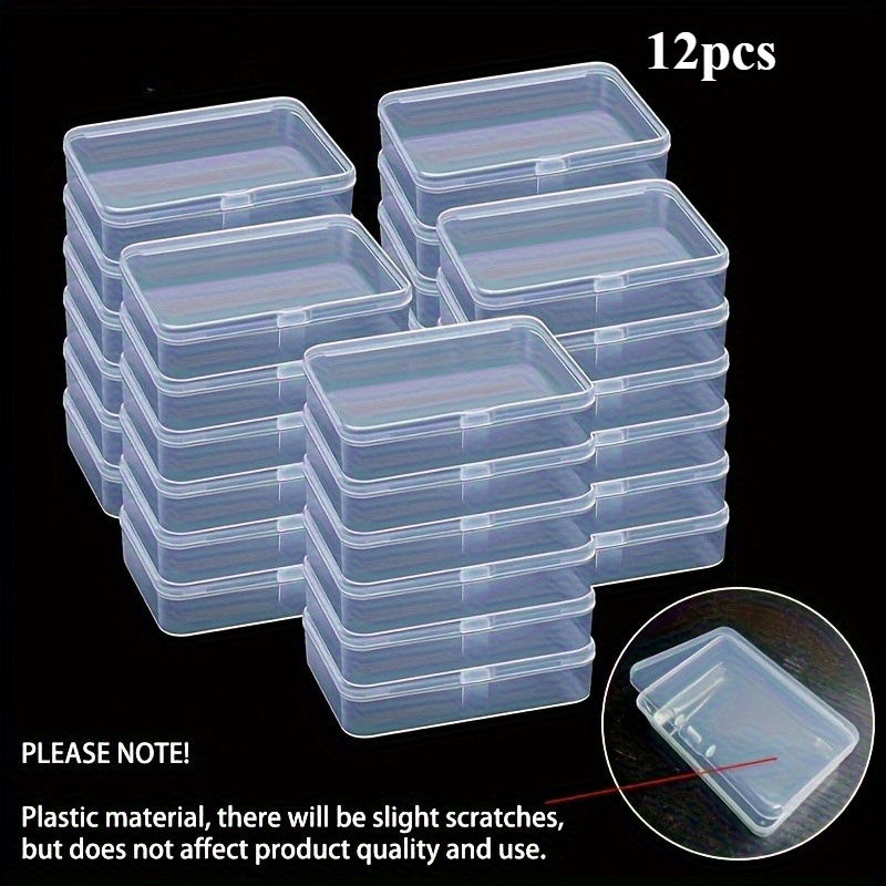 Image of 12 Clear Pp Plastic Storage Boxes With Safety Buckles - Durable Containers For Crafts, Beads, Business Cards And Small Items