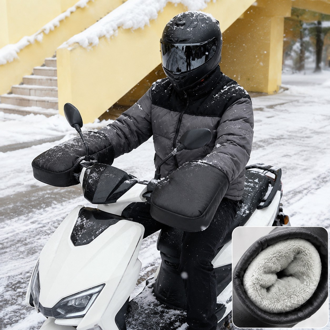 TEMU 2pcs/1 Pair: Winter Warm/thickened Handlebar Covers For Electric Bikes/motorcycles/bicycles, Windproof/water-resistant Hand Covers, Suitable For