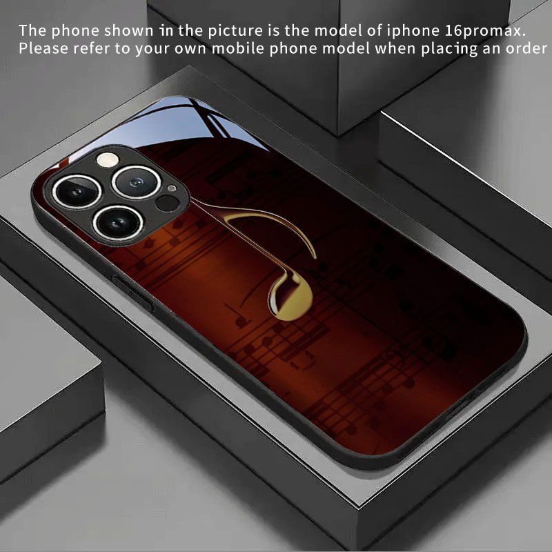 TEMU Phone Case: -brown Note Sheet Pattern Tempered Glass Phone Case For Iphone 17 Air, 17 Pro, 17 Pro Max, 17, 16, 15, 14, 13, 11, 16 Plus, 16 Pro,