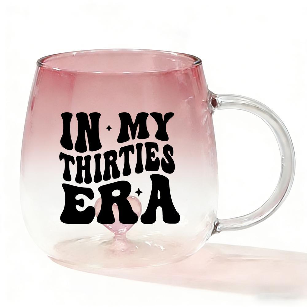 TEMU 30th Birthday Gift For & - Retro 30 Themed Glass Mug With Rim, Groovy "in My " Design & Heart/star Patterns - Hand Wash Cup For Home, Office -