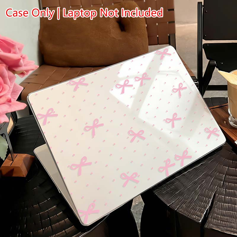 TEMU Bow Pattern Plastic Laptop Protective Case, Including Top And Bottom Shells, Compatible With 13.3/pro/air 13.6/pro 14.2/air 15/.2/air 11.6/ 12