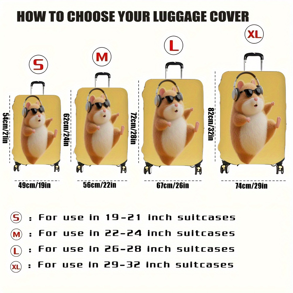 TEMU 1pc Customizable Luggage Protector - Vibrant Design , Photo, Text, Or Logo - Durable Polyester, Machine Washable - Business Travel & Casual