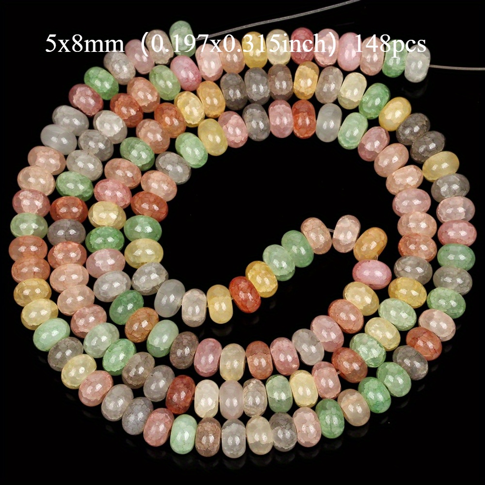 TEMU 5X8Mm 148pz Perline di vetro artificiale a forma di abaco multicolore per creazione di gioielli, braccialetti, collane e aggiunte