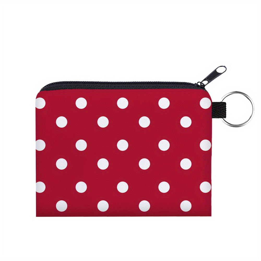3d Color Polka Dot Pattern Polyester Portable Coin Purse Digital Printing Holder Multifunctional Earphone Bag Holiday Gift