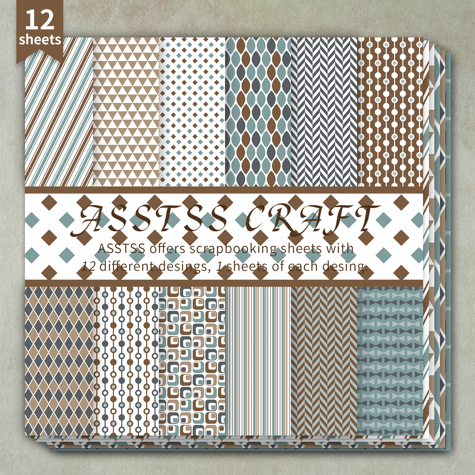 TEMU 12-sheet Asstss Heavyweight Scrapbooking Paper Pad - 6"x6" Retro Elegant Suitable For Journaling, Collage Art, Cardmaking With Father's Day