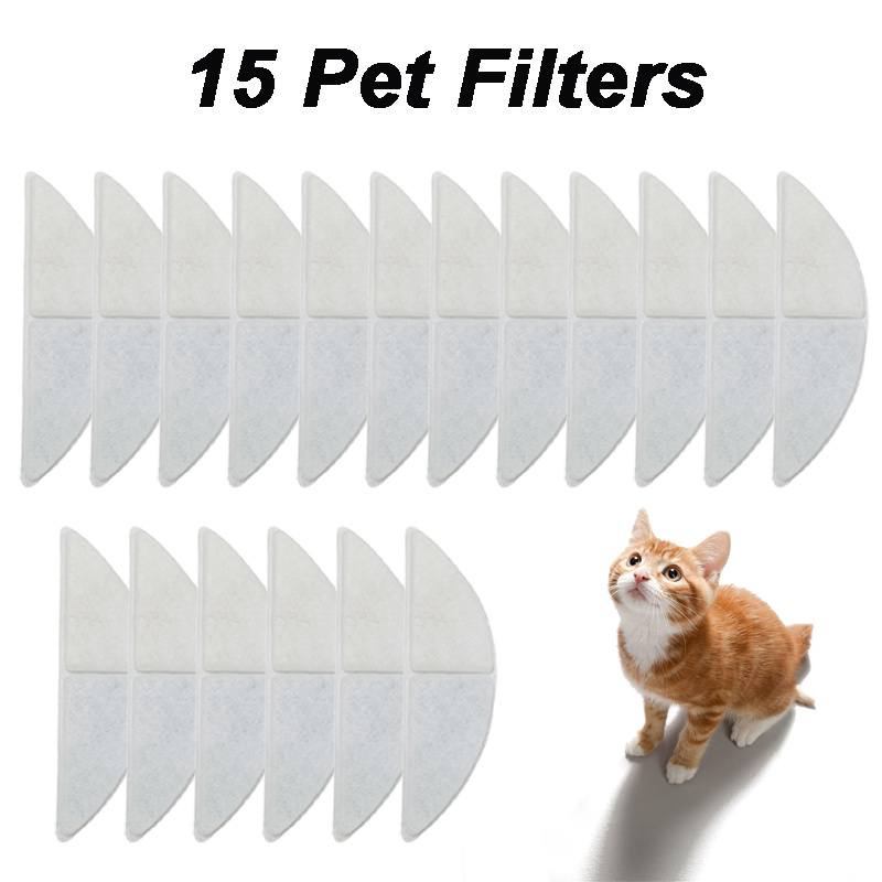 TEMU 15pcs Pet Water Filter Set, Triple Filtration Design, Hair & Blocking, Activated Carbon Odor Removal, For Water Dispenser