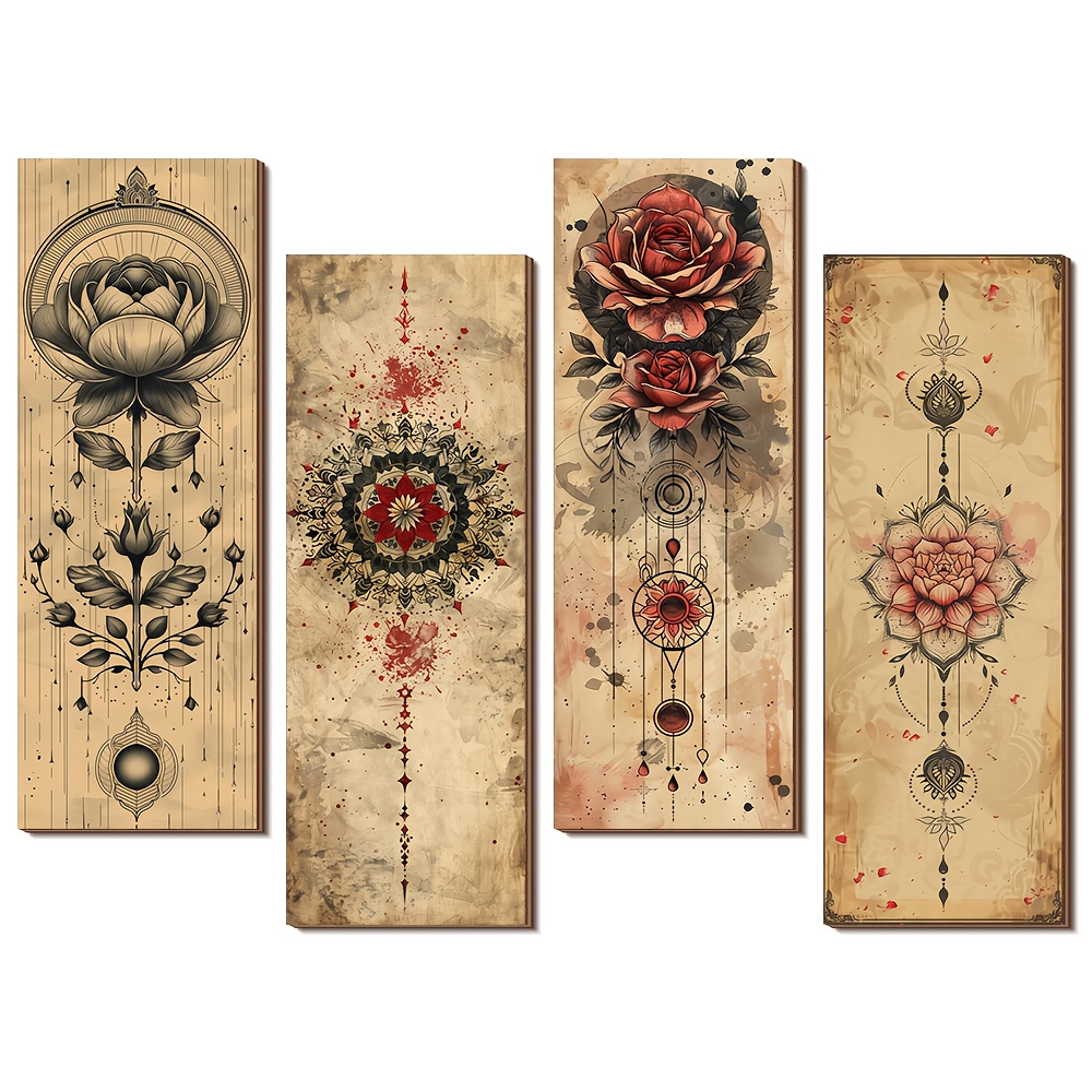 TEMU cuadros de pared rústicos de madera con mandalas, con diseños florales y de vintage, perfectos para la decoración del hogar y del aula, fáciles