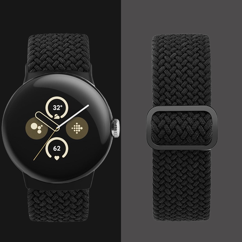 E-shop Dehnbares geflochtenes Nylon-Armband für Google Pixel Watch 4/3/2/1 41mm, Sicherer Sitz verstellbares Sportarmband mit Schnellverschluss,