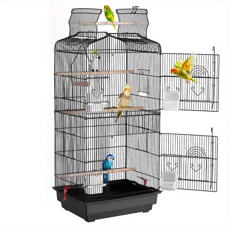   39 hanging metal bird flight cage for parakeets cockatiels small parrots multi level perches swingable chains   design with hanging hooks for indoor outdoor use parrot cage indoor bird enclosure sturdy construction parrot keepers Product details 8