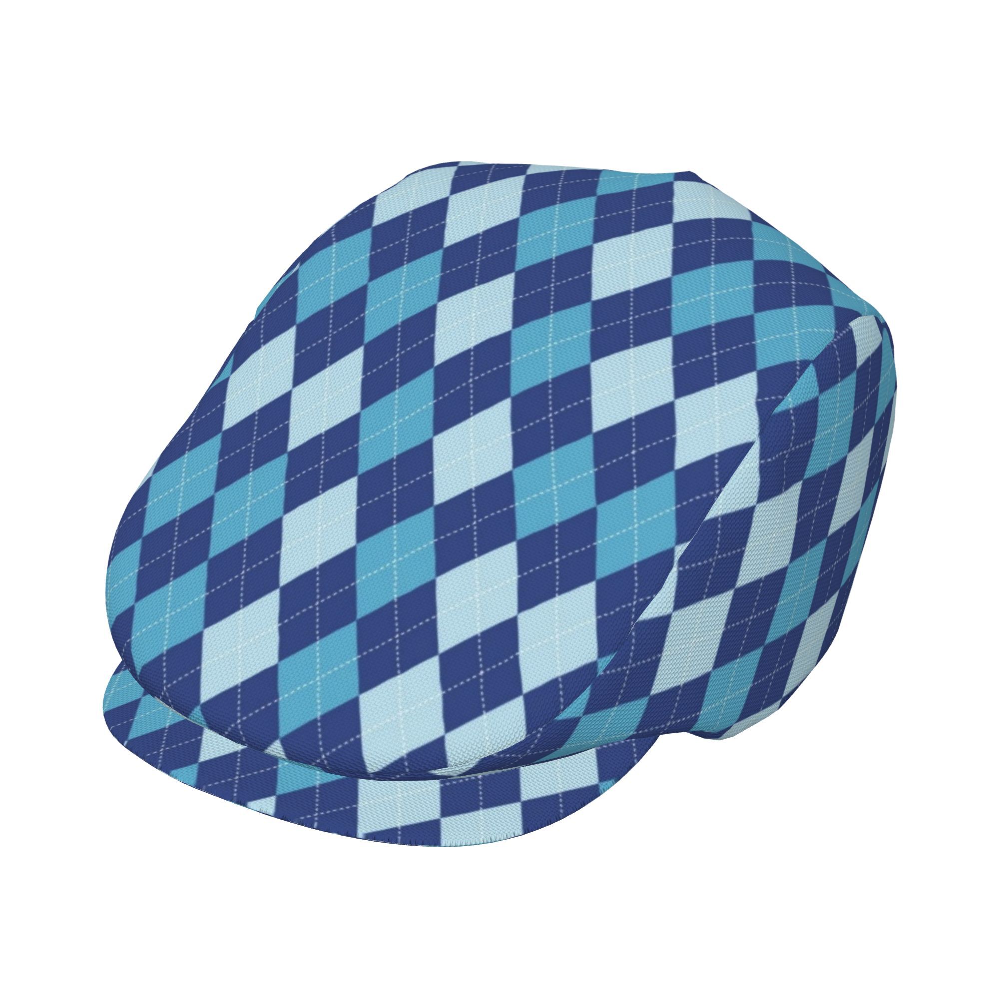 TEMU 1pc Blue Argyle Dash Print Hat For - Lightweight Beret, Newsboy, Irish Hat With Metal , Retro Driver - All- For Christmas, Graduation, Events