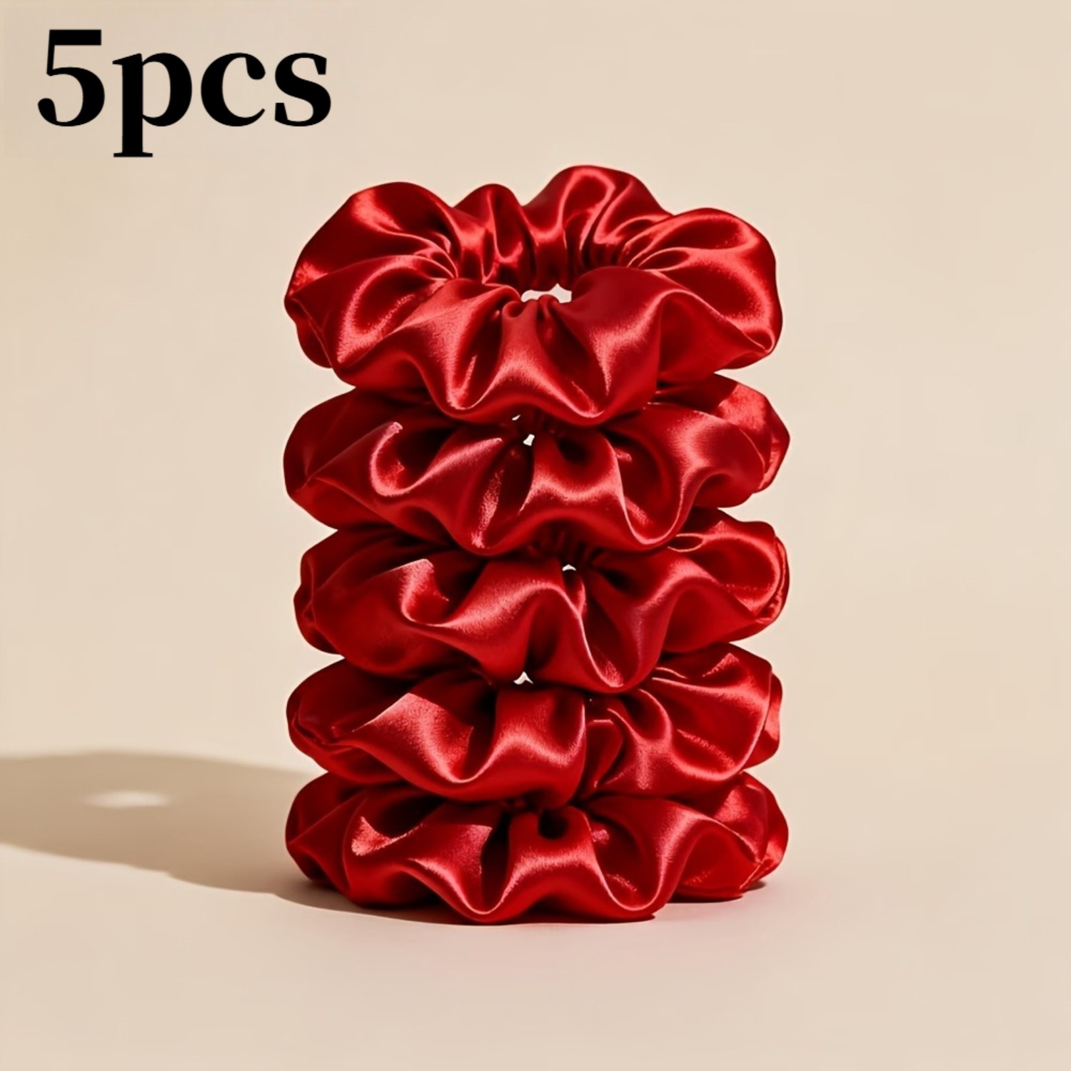 TEMU Set di elastici per capelli a crasso rossi, 5 pezzi/confezione, accessori per da donna, scrunchies in tessuto facile, elastici per capelli,