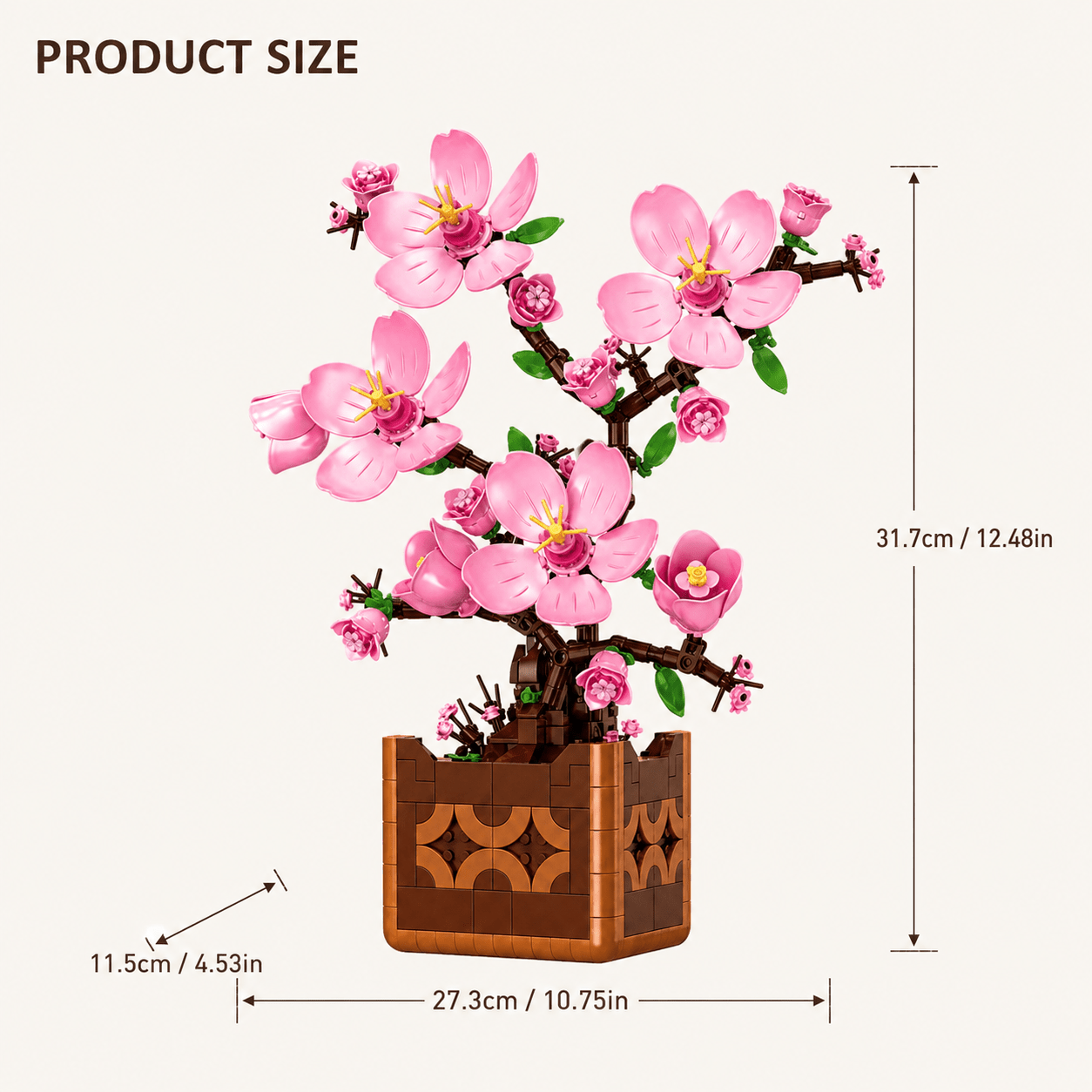 Peach Blossom Potted Plant Building Block Model Kit