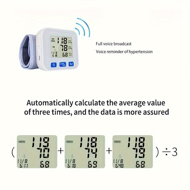 1pc   rechargeable automatic wrist   digital   with voice large lcd display adjustable cuff usb charging for adults fitness   sleek wrist device clear lcd display blood pressure wrist monitor Product details 5
