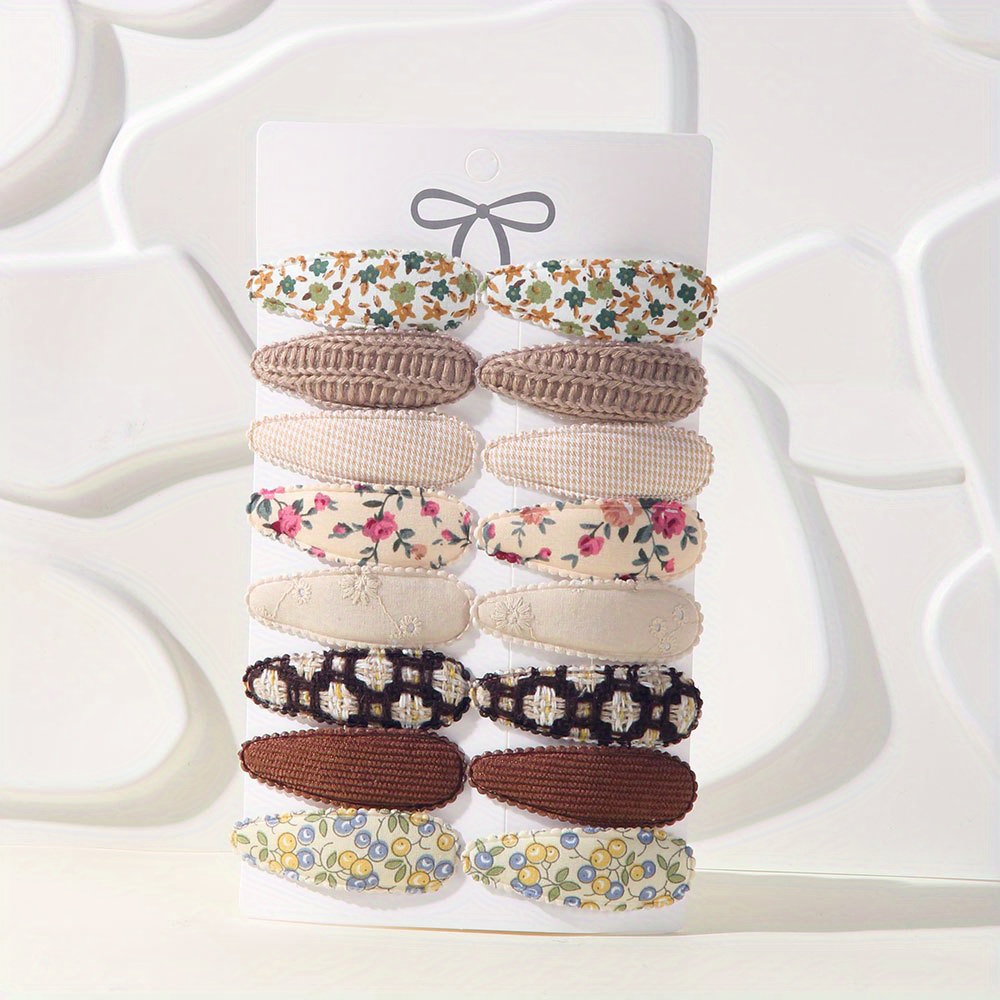 Image of 16pcs Flower Hair Clips, Casual Side Bangs Barrettes, Daily Use, Sports Event Accessories, Casual Hair Accessories| Hair Clips|knitted Textur
