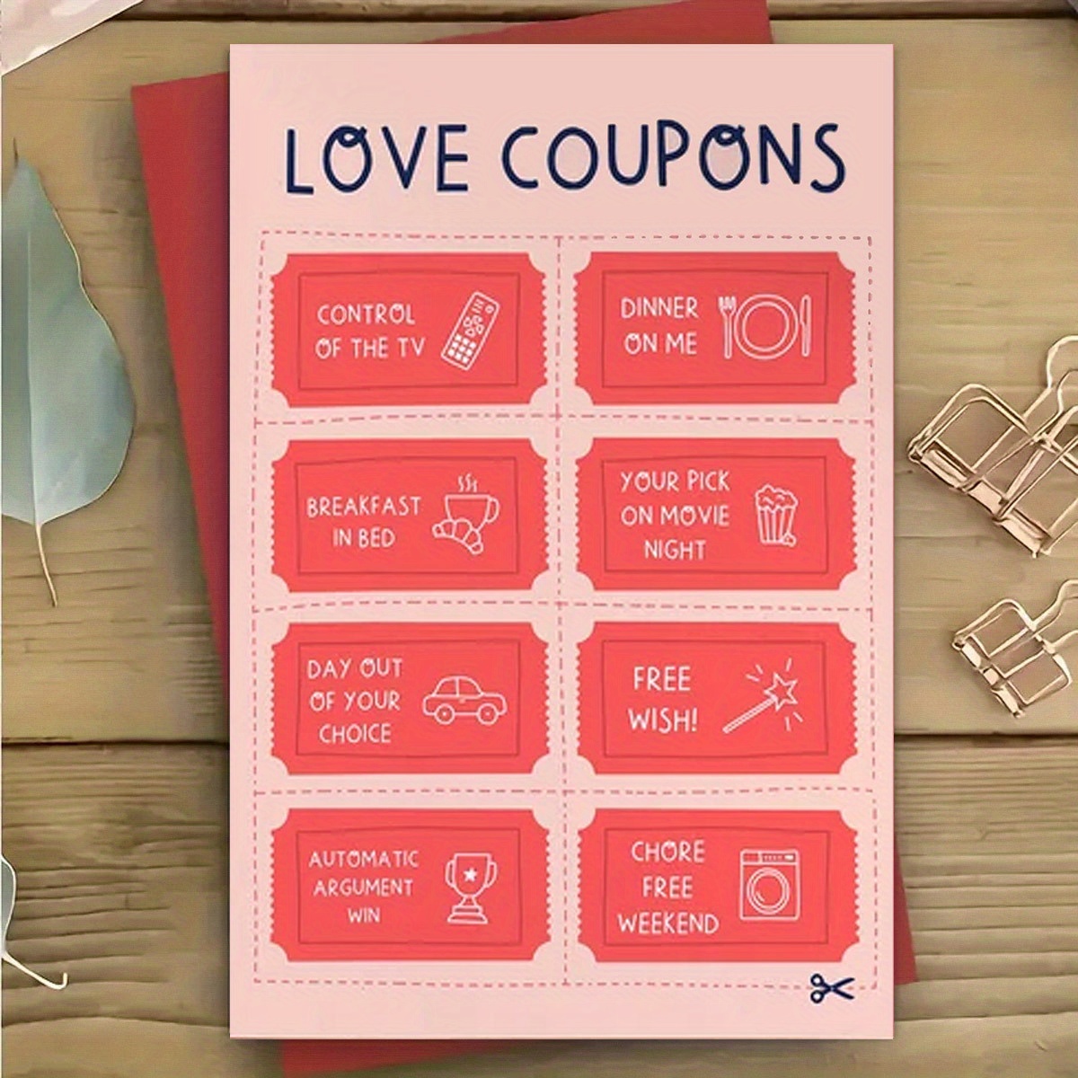 

1 carte de vœux Valentine'S Day Love Coupons WhimsyWorks, cadeau unique pour une personne avec de la , de lit et petit-déjeuner, thème de l' à carreaux, matériau , adapté à tout .