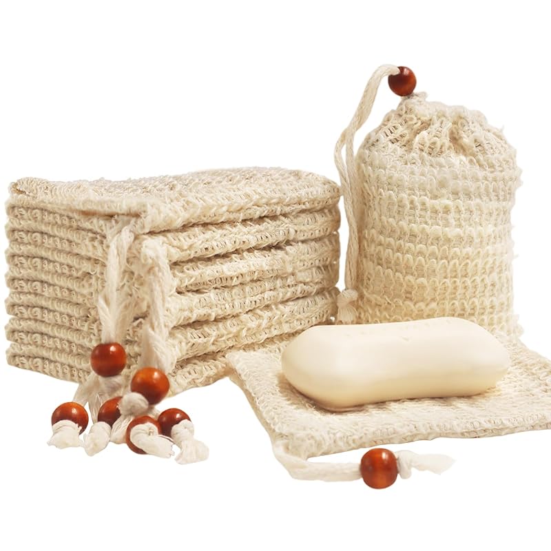 TEMU Borse portasapone in sisal 8 pz/20 pz adatte per , borse per per schiuma esfoliante e ad asciugatura all'aria, borse portasapone da doccia