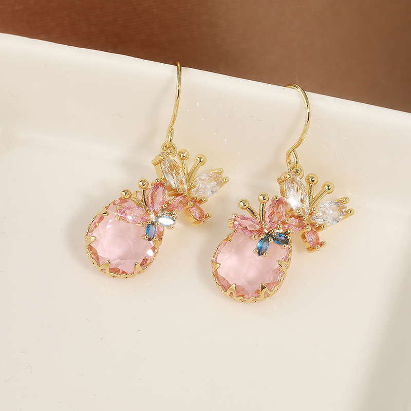 Creative  Elegant Flower Pendant Earrings, Pink Bridal Jewelry Accessories, Perfect Holiday Gift for Loved Ones