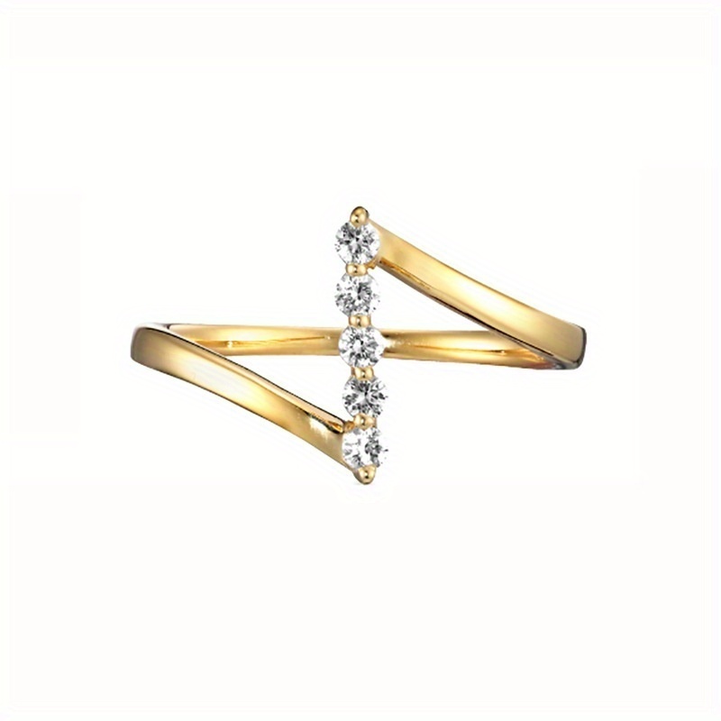 Dainty Z-Shaped Cubic Zirconia Ring for Women: Sparkling Minimalist Jewelry, Perfect for Office Wear, Romantic Dates And Evening Events