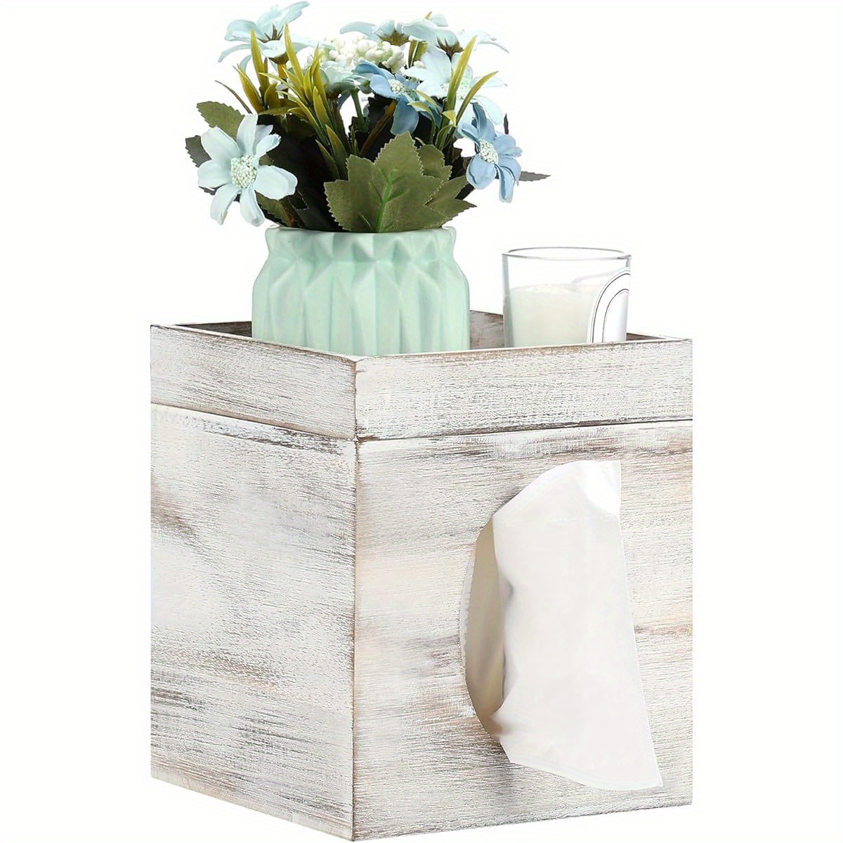tissue box cover with storage tray decorative bathroom living room office organizer durable plastic construction fits standard tissues   decor easy   fits spaces ideal housewarming gift bedroom accessory elegant design sturdy   accessory   Product details 4