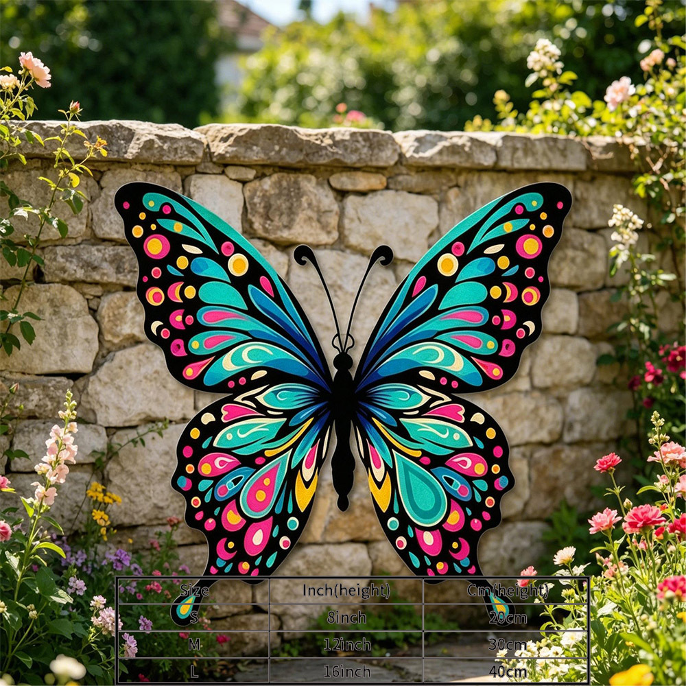 TEMU 1pc Metal Wall Art Colorful Wing Decor Unique Garden Patio Home Ornament Housewarming Gift Durable Waterproof Elegant