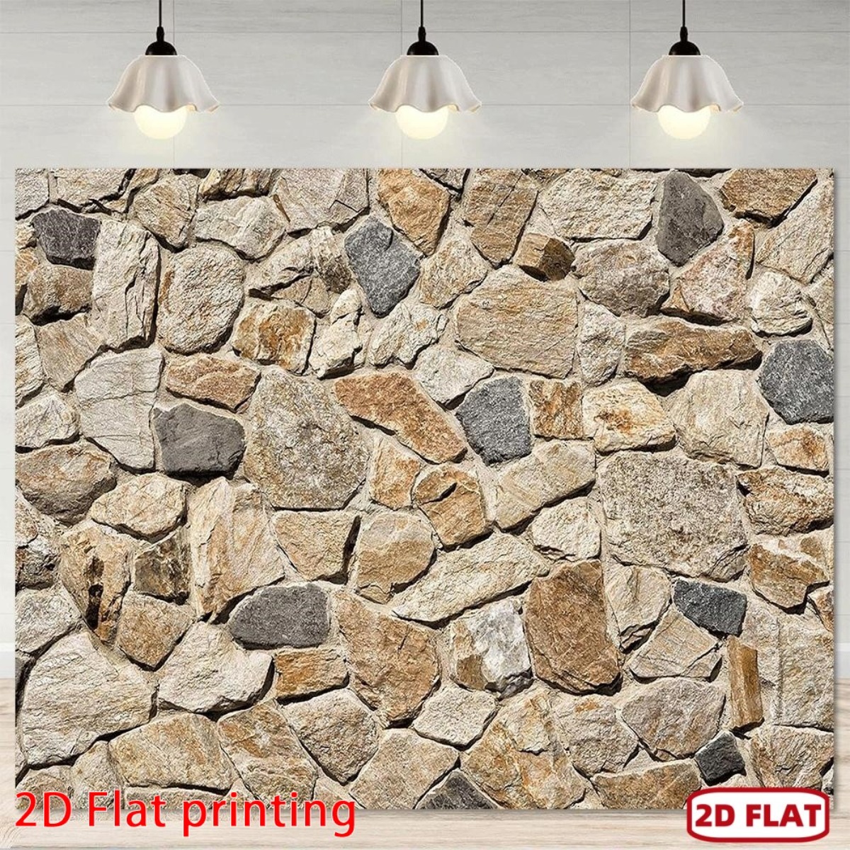 TEMU 2d Flat, 2d Flat - 2d Flat, 2d Flat - 2d Flat Printed 1pc 1pc A Large, Flat, Stone Wall Backdrop In Of Grey, Beige, Brown, Black, Green, Blue,