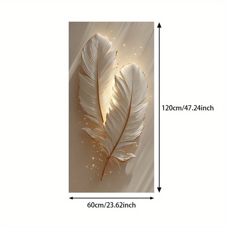 TEMU Moderne Extra Large à Plumes Dorées Abstraites - Affiche Murale avec Effet Élégant Beige et Doré, pour Salon, Chambre ou Bureau - Décoration 2D