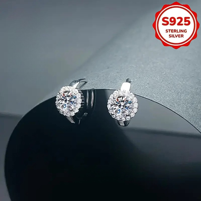 hypoallergenic sunflower moissanite earrings 925 sterling silver   stud earrings for daily   beach party Product details 3