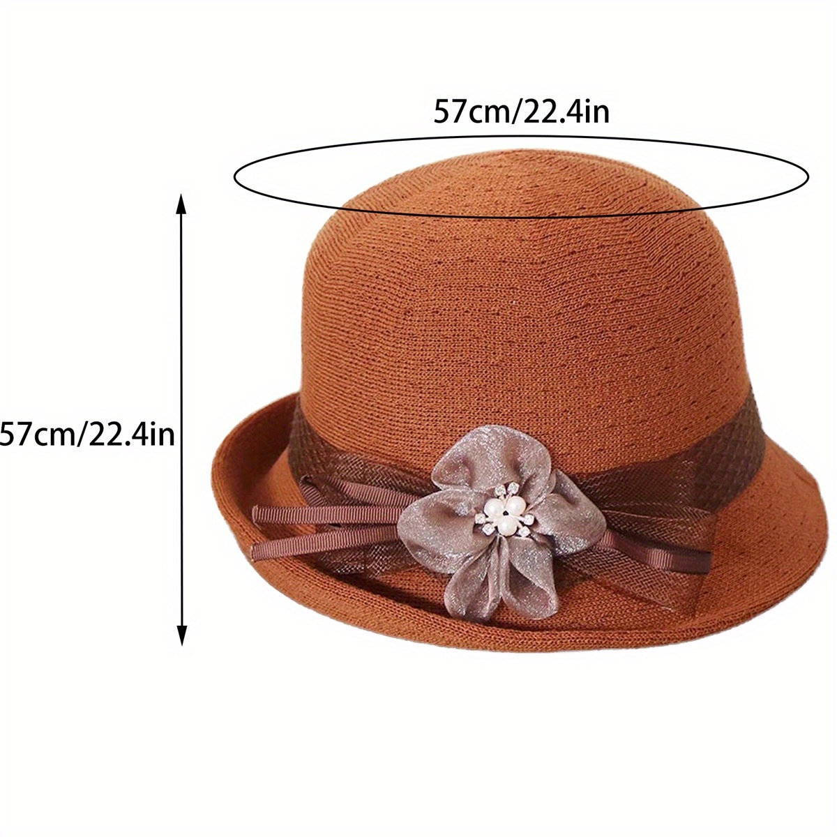 womens vintage floral bowler hat elegant lightweight warm - Temu display picture 1