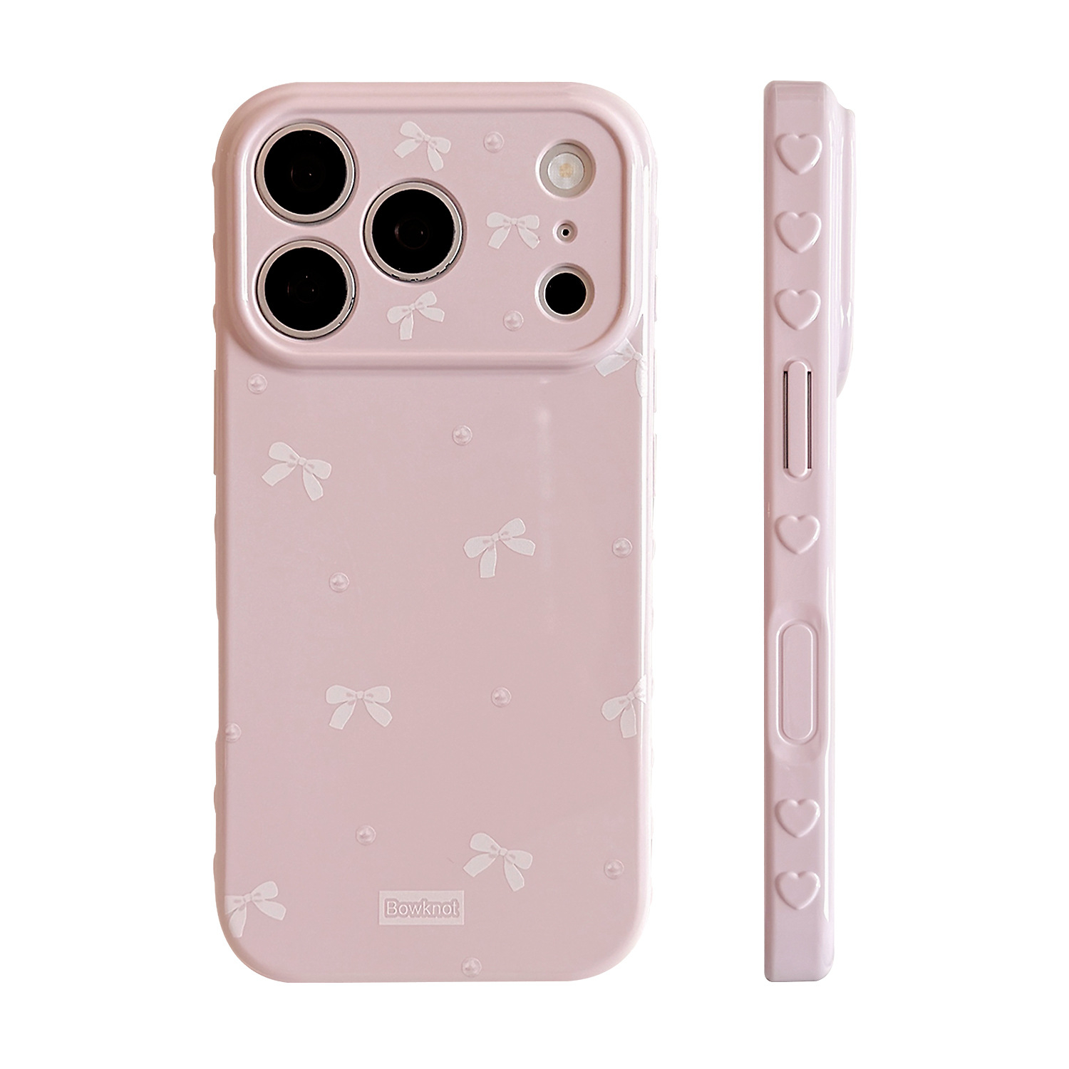 TEMU Phone Case - Princess-style Pearl Bow Phone Case Suitable For Iphone 17 Pro, 17 Pro Max, Fully Covered For 16 Pro Max, Soft Case For 15, And