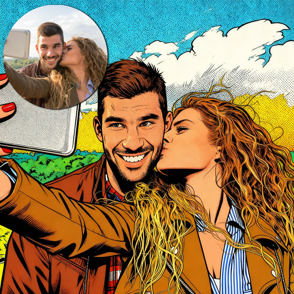 E-shop 2D Flach, 2D Flach, Valentinstagsgeschenke, Personalisierte Foto Wandkunst, Benutzerdefiniertes Cartoon Glück Poster Canvas, Schlafzimmer