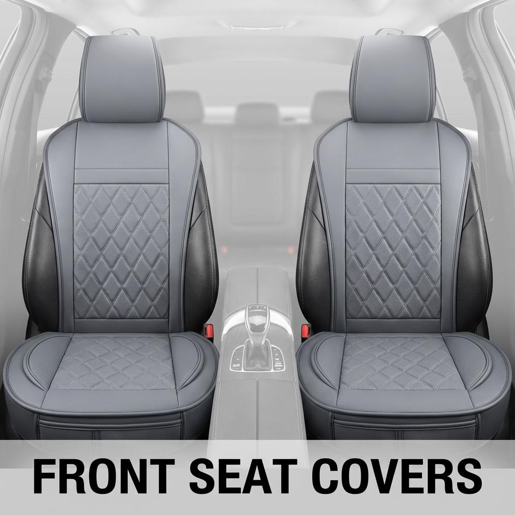 Front Car Seat Covers For Driver& Passenger Side- Premium Waterproof& Breathable Interior Protectors, Airbag Compatible Automotive Cushions With Storage Pockets, Fit For Sedans, Suvs& Trucks