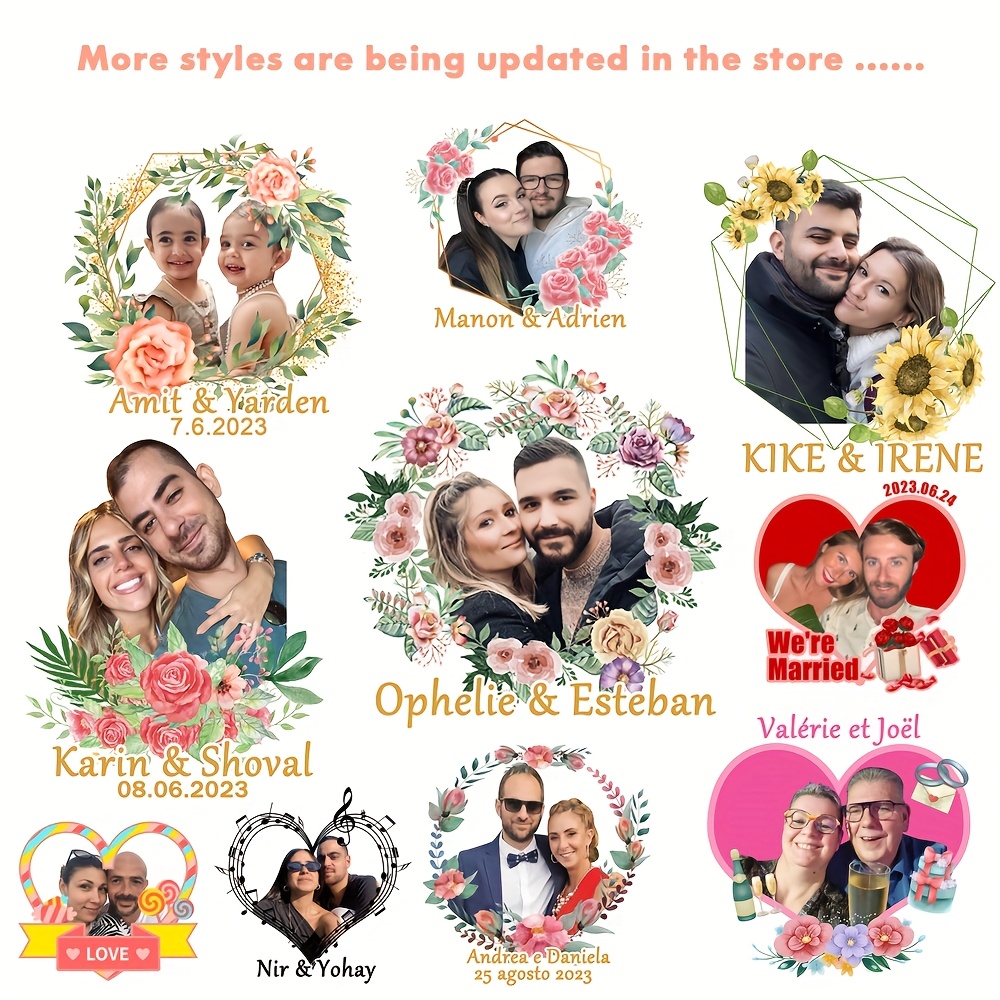 TEMU 16pcs Autocollants de Tatouages Temporaires Personnalisés Idéaux pour Mariage, Cadeaux de Couple, Photo de Visage & Personnalisés - Décoration