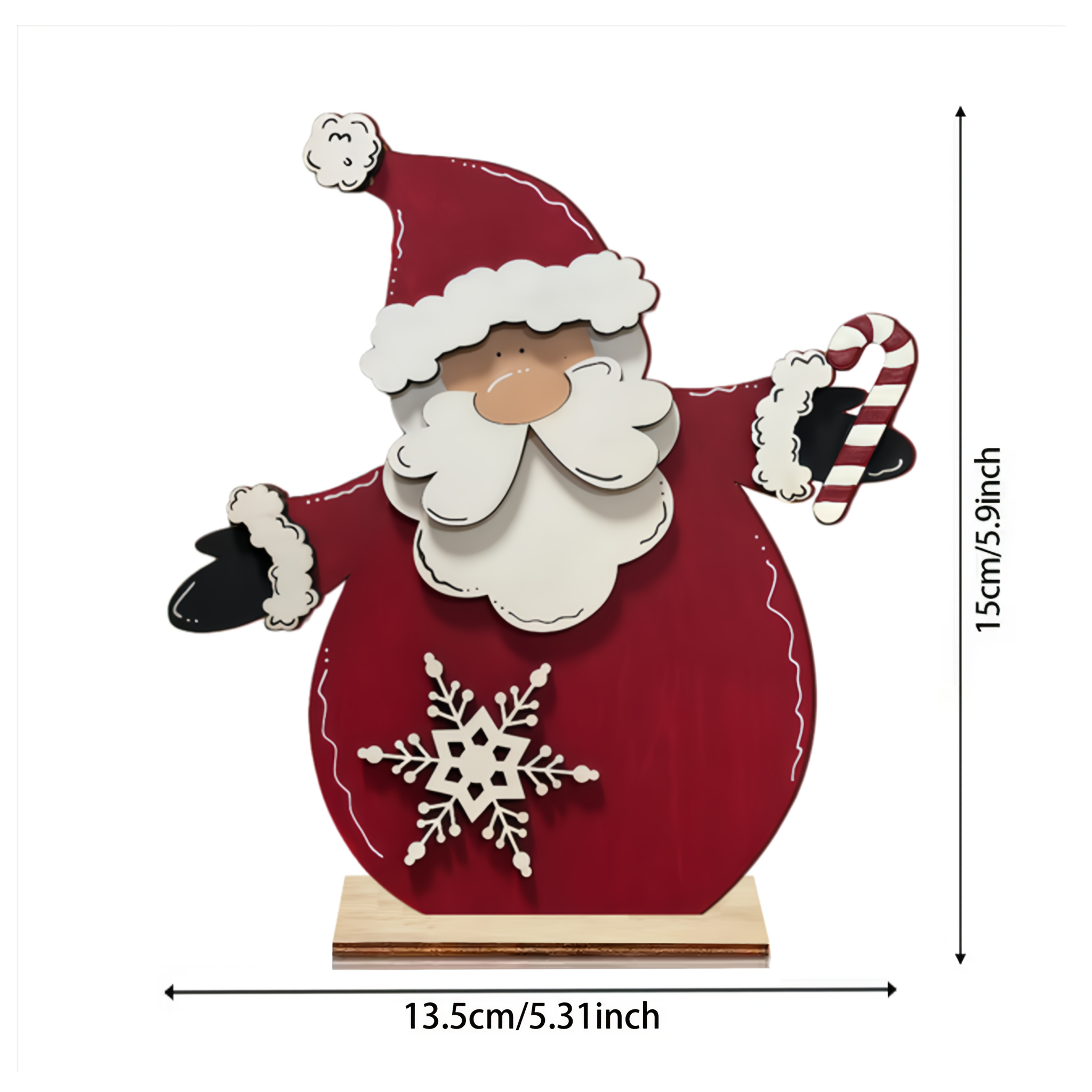 TEMU Decorative Item, 1pc Wooden Vintage Christmas Desktop Decoration, Featuring A Santa Claus Holding Candy, Designed To Add A Festive Atmosphere To