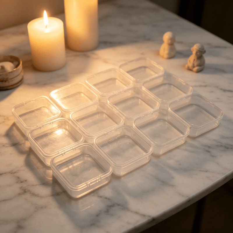 TEMU Set di 12 scatole portaoggetti in plastica adatte per contenitori organizer per gioielli, scatole rettangolari in plastica resistenti adatte per