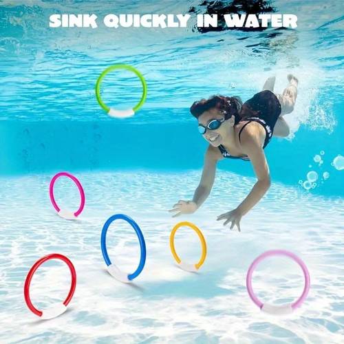 summer random color swimming pool play toys diving practice grip rings submerging stand multi color circles pool exploration games teaching day gift diving ring set birthday gift