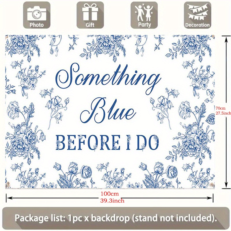 TEMU ["Toile de fond de fête] 1pc Toile de à fleurs pour douche nuptiale Blue Before I Do Décorations Love Is Sweet Bannière de mariage Bachelorette