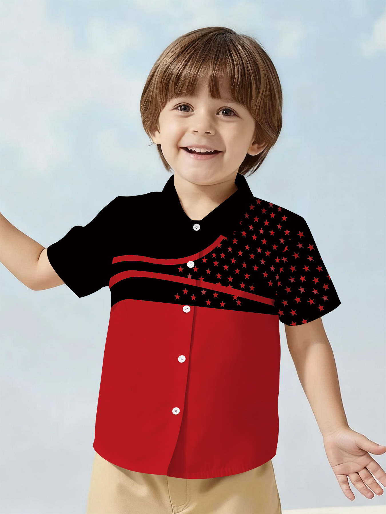 Camiseta deportiva de manga larga con cuello redondo y hombros caídos, estampado de estrellas, impresión 3D, ideal para la primavera y el otoño de los niños. Fabricada en 100% poliéster, un regalo perfecto para ellos.