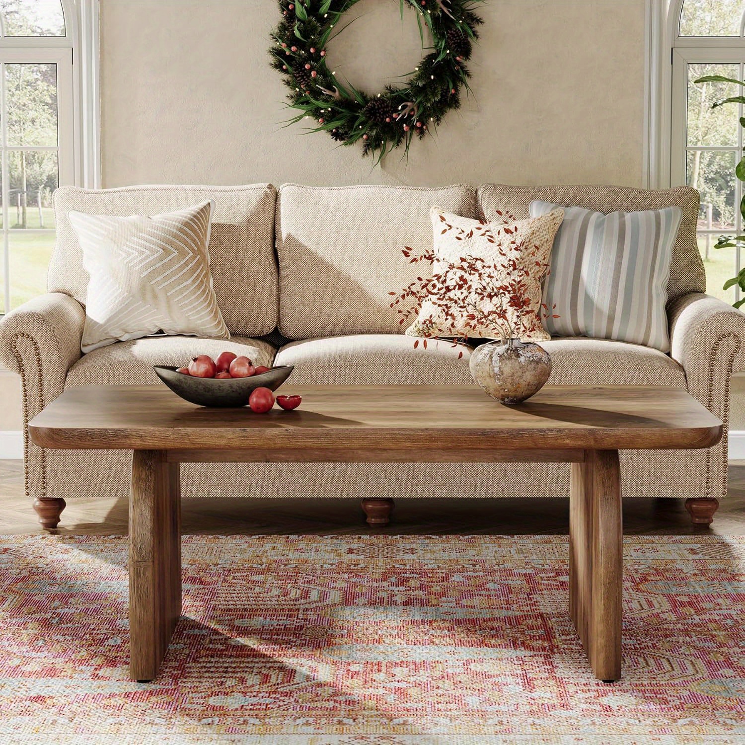 47-inch Farmhouse Coffee Table in Engineered Wood