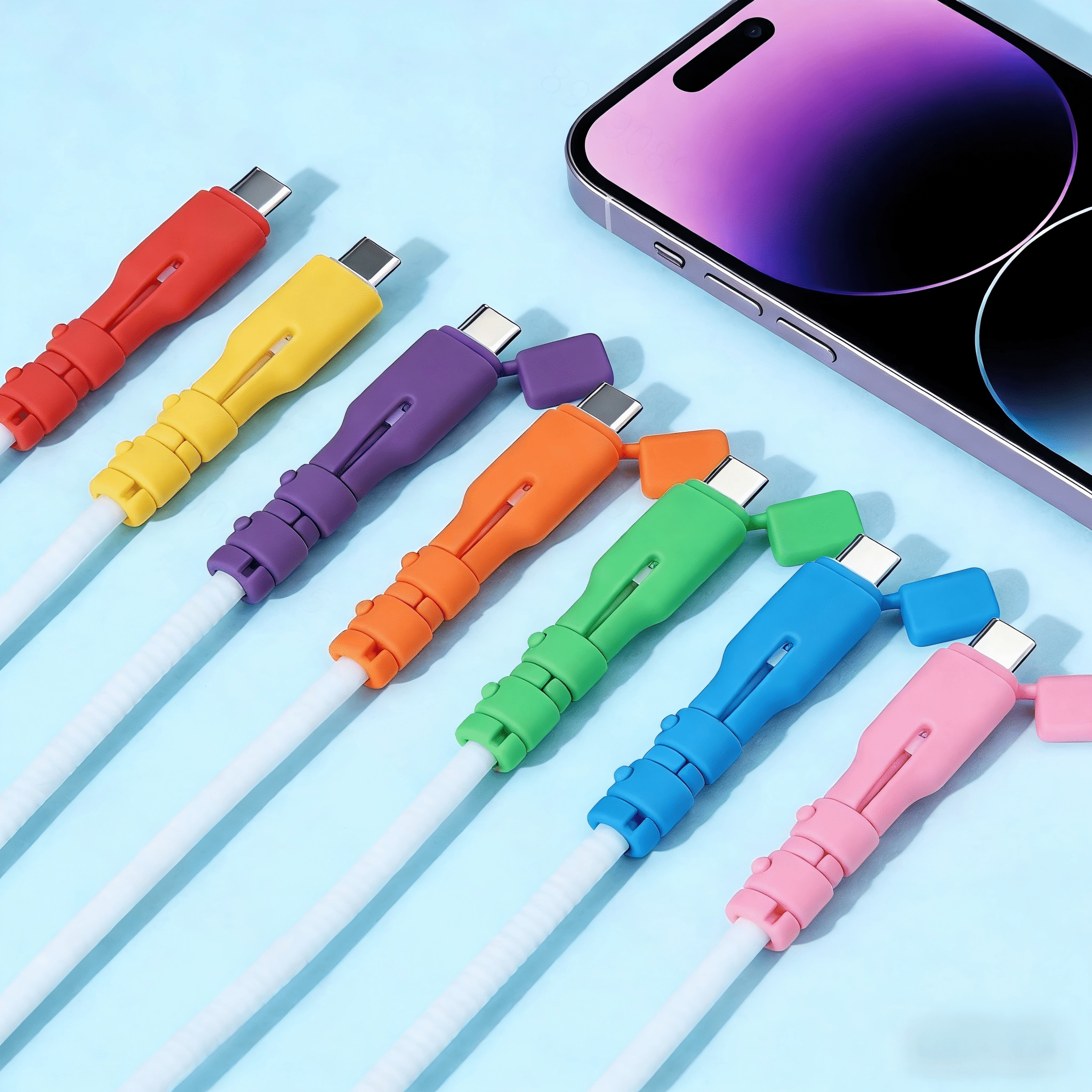 3pc Random Colour Charging Cable Protectors, Anti-Break