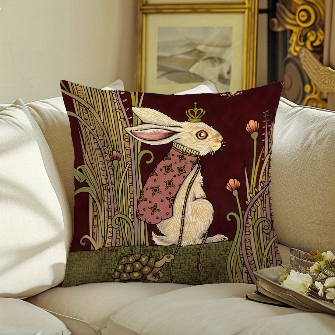 

Rabbit , 17.7" - & Decorative For And Sofas, - Polyester, Zip ,