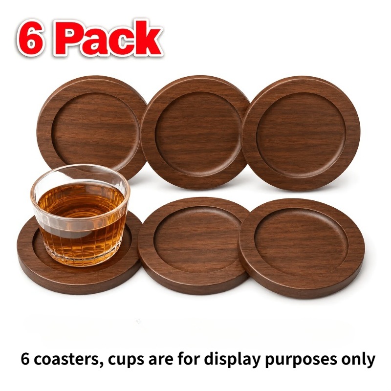 TEMU 6pcs Coaster Set, Grooved Coasters, Home And Office Desktop Heat Insulation Pads, Compatible With Coffee Cups, Water Glasses, Mugs, And Cups,