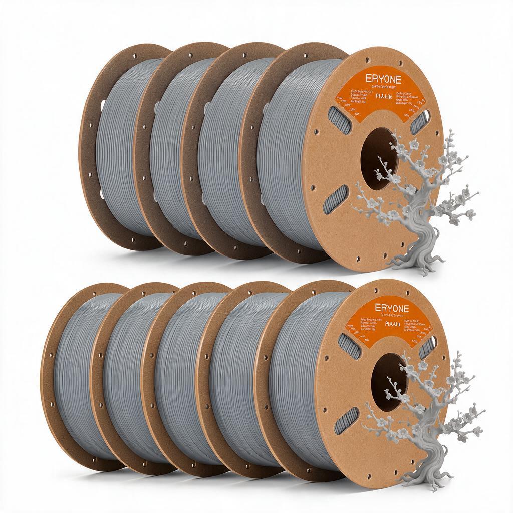 9 Rolls/9kg Eryone Pla-lite 3d Printer Filament - Compatible For Most 3d Printers, 1.75mm Wide Nozzle Suitable For Hobbyists, Schools, Businesses, Easy & Transition, Pla Material For Fdm Printing