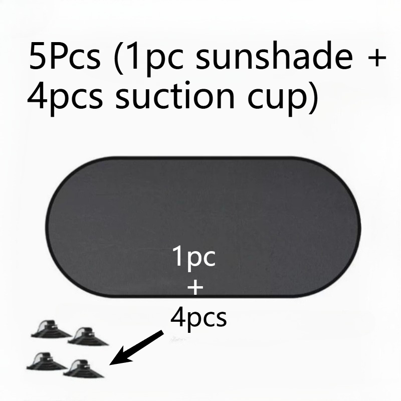 TEMU 5pcs Car Rear Windshield Sun Shade Set, Includes 1 Sun Shade And 4 Suction Cups. Portable And Foldable For . Installs With Suction Cups For