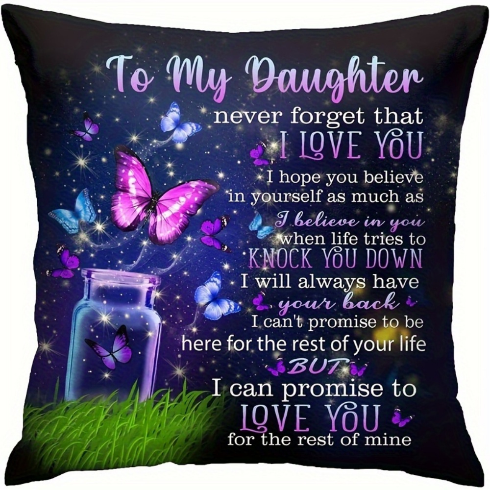 TEMU 1pc To My Daughter Pillow Cover - Decorative Throw Pillow Cover, Birthday Gift For Women, Daughter And Mom, Unique Gift For Special Occasion,