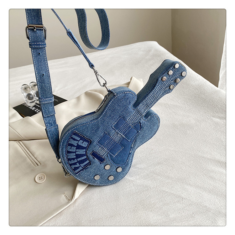 1pc womens punk rock guitar shaped crossbody bag suitable for music lovers detachable strap zipper closure rock tote for concerts casual outfits hand washable Product details 8