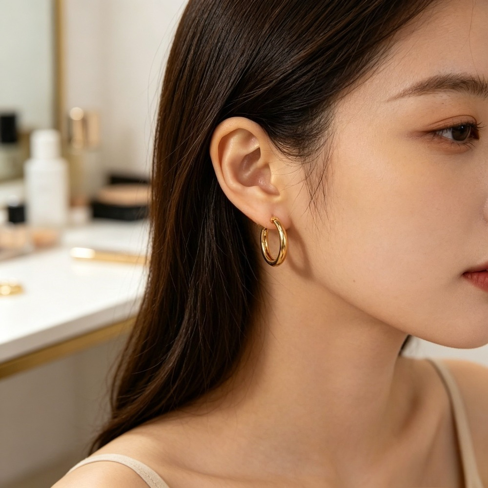 6pcs Minimalist Golden Hoop Earring Set for Women