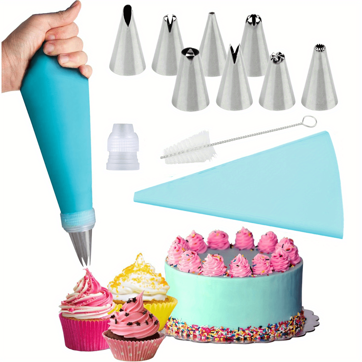 Kit Decorazione Torte 13 Pezzi – Sac à Poche E Bocchette Riutilizzabili In Acciaio 304, Per Fiori E Decorazioni Creative